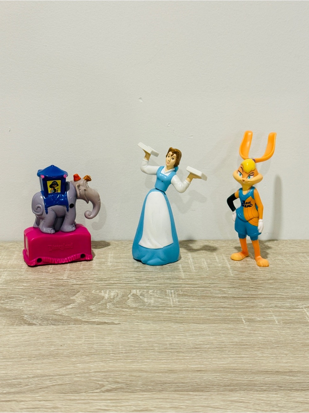 Vintage Toy Lot: Disney Disneyland Aladdin Elephant, Belle & Space Jam Lola